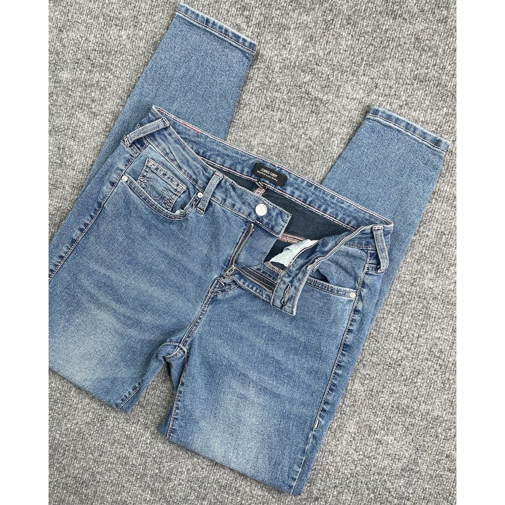 True Religion Jennie Crystal Curvy Jeans Women's 29 Blue Mid Rise Super Skinny